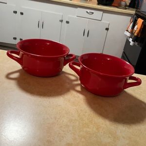 Set of 2 red soup bowls